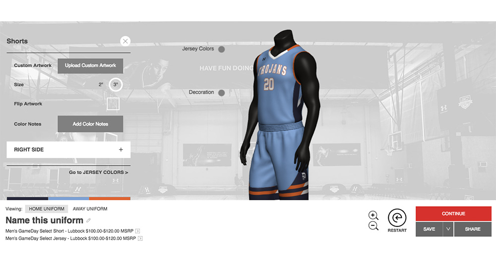 Under Armour Uniforms Customizer Screenshot