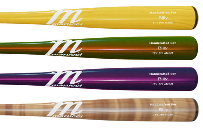 Four customized marucci baseball bats